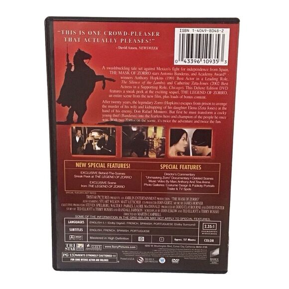 The Mask of Zorro DVD Antonio Banderas - 5/$20 - Picture 2 of 3